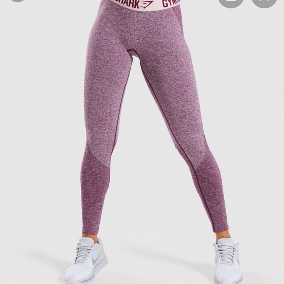 Gymshark Flex Leggings - Dark Ruby Marl/Blush Nude - Picture 2 of 5